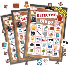 wenhihsiy Detective Bingo Game Cards for Adults, Spy Bingo Cards Game for Family Holidays Friends Gatherings, Ideal for Mystery Themed Party Game, 24 Players Birthday Party Supplies Favors, 013