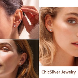 ChicSilver Sterling Silver Heart Earring Studs Initial Jewelry Letter Z Stud for Women Fashion Jewelry
