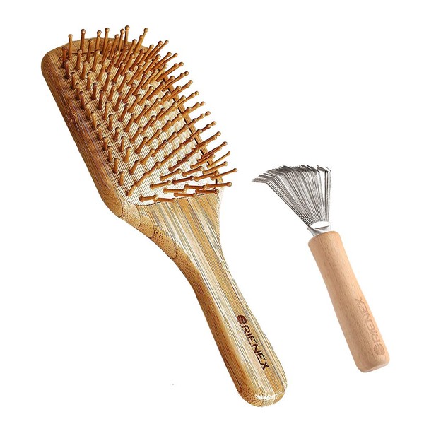 ORIENEX Hair Brush, Wooden Comb, Hair Care, Brush Cleaner Included