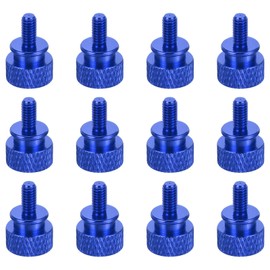 sourcing map 12pcs M4x8mm Knurled Thumb Screw Computer Case Threaded Hand Tighten Screws Aluminum Alloy for PC Case, Dark Blue