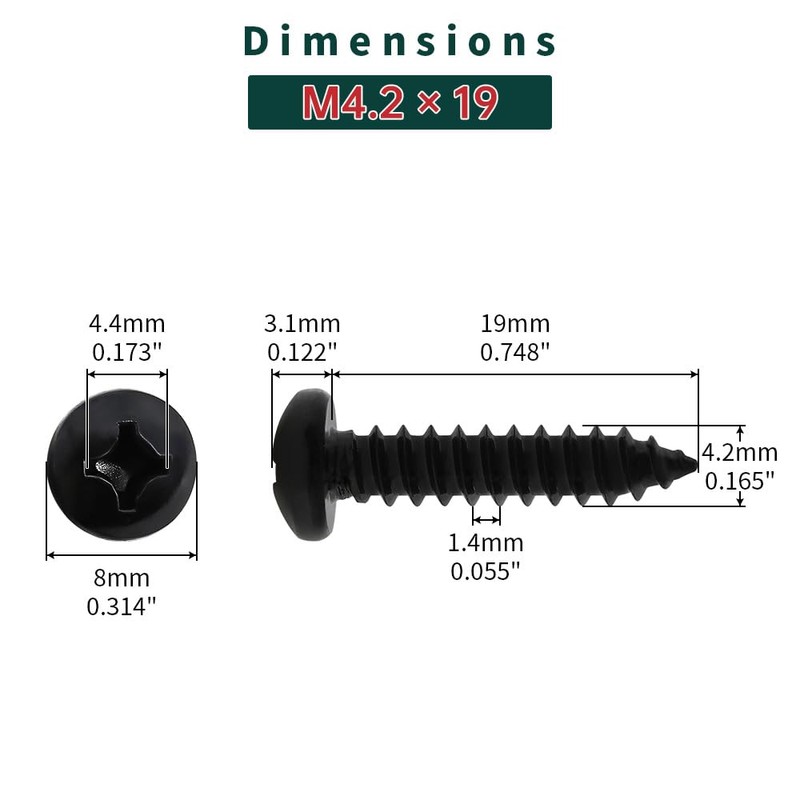 #8 x 3/4" Pan Head Wood Screws (100 pcs), 18-8