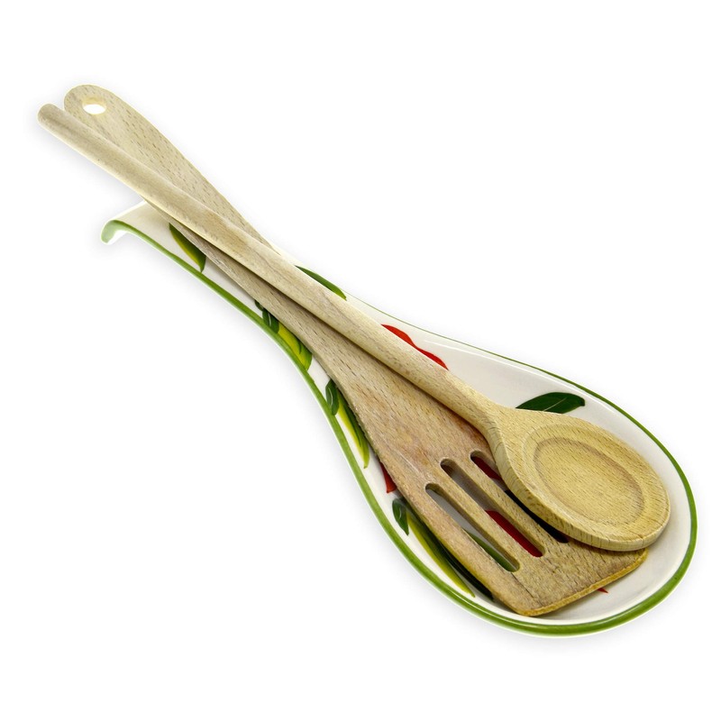 Lashuma Ceramic Spoon Rest Italian Spoon Holder 28 cm Hand-Painted