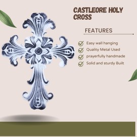 Castleore Easy Wall Hanging Home Decor Religious Christian Crosses for Wall | Best for Home, Office and As Gift | Size L 10.2 W 7.6 | (White Antique)