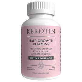 Kerotin Hair Growth Supplement for Longer, Stronger Hair - Enriched with Biotin, Folic Acid, Saw Palmetto to Promote Thick, Healthy Hair Growth (3 Months)