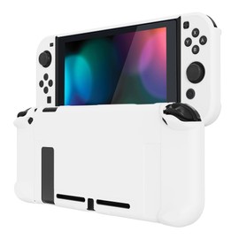eXtremeRate PlayVital Switch Console Compatible Back Cover, NS Joycon Handheld Controller Detachable Protector Hard Shell Customized Dockable Protective Case for Switch [White]