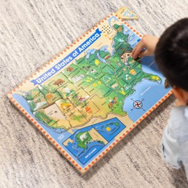 Melissa & Doug USA Map Sound Puzzle - Wooden Puzzle with Sound Effects (40 pcs)