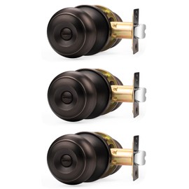 Probrico Oil Rubbed Bronze Door Knobs, Interior Door Knobs with Round Ball Knob, Bronze Privacy Door Knob for Bedroom Bathroom, 3 Pack