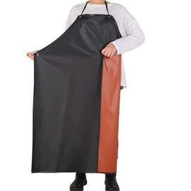 Durable waterproof apron Rubber vinyl, heavy duty 43 "x 31" black plus size male/female plastic apron to keep clean and dry while washing dishes, laboratory work, butcher dog grooming, gardening