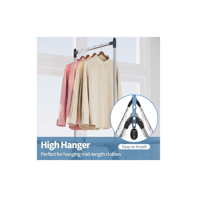 APEXCHASER Clothes Drying Rack with High Hanger, Foldable 3-Level Drying