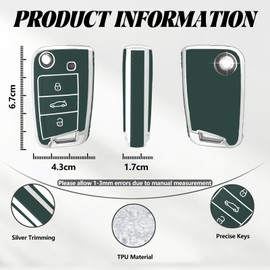 TOOMUME Key Cover, Car Key Case Suitable for VW Volkswagen Golf 7 MK7 Polo Jetta Tiguan Seat Leon Fabia Ibiza Skoda Fabia Octavia Superb, Key Cover Protection Key Shell – Flip Key