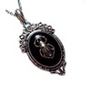 Gothic Victorian Silver Framed Scarab Cameo Pendant