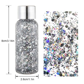 Body Glitter Gel Liquid Glitter Festival Glitter Chunky Glitter Long Lasting Sparkling DIY Craft Silver