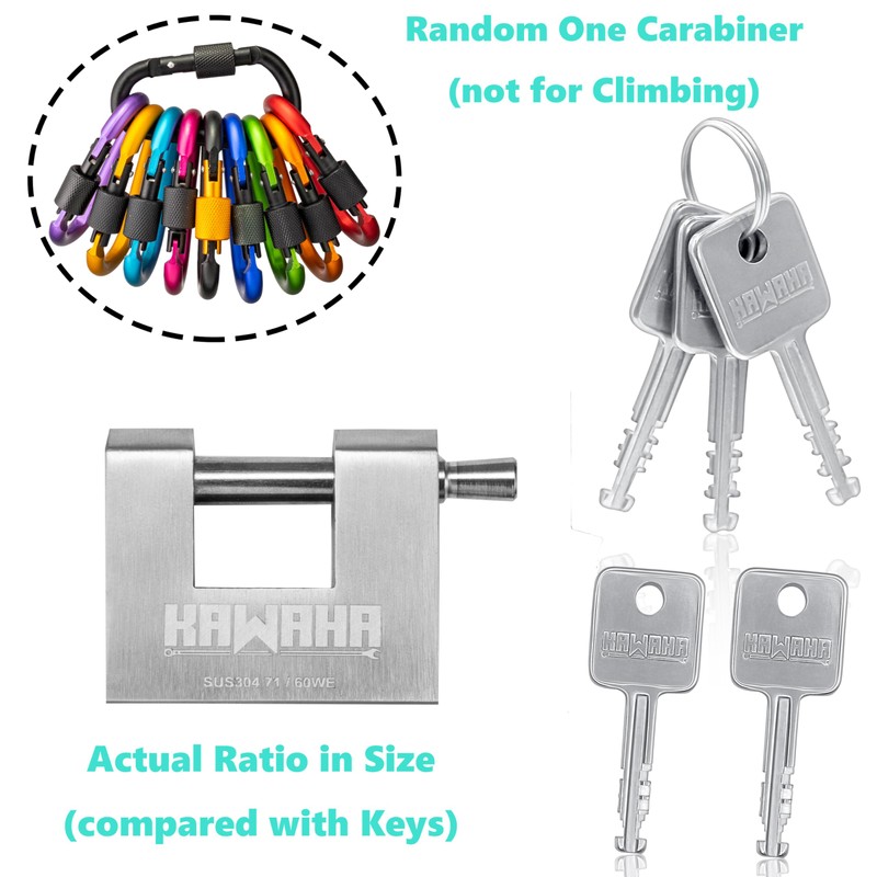 KAWAHA 71/60KD-5SK Stainless Steel D-Shaped Heavy Duty Padlock with Key