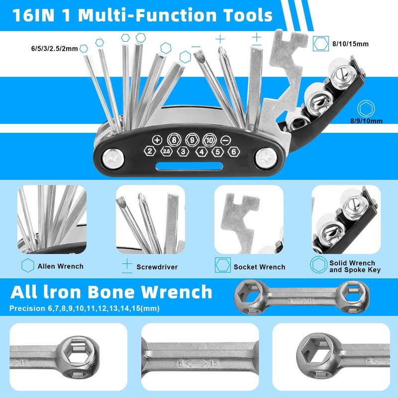 Hossom Bicycle Repair Kit Set, 40 Pieces Bicycle Repair Kit