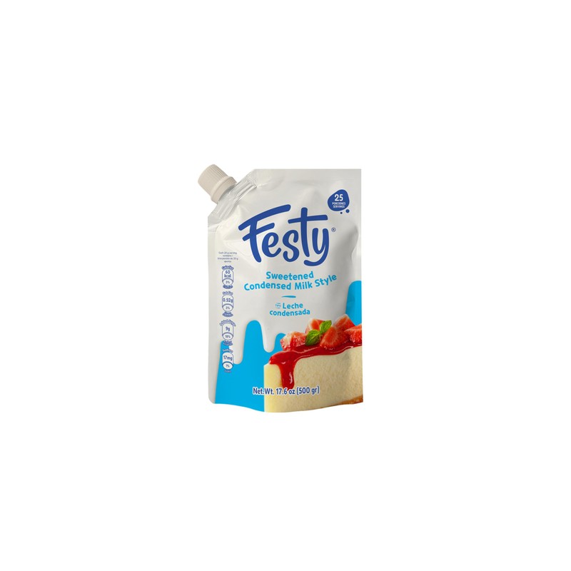 Festy Sweetened Condensed Milk Pouch with Resealable Pour Spout, 17.63