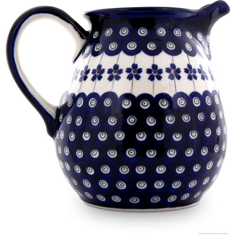 Bunzlauer Keramik 1.45 Litre Ceramic Jug Carafe - Bulbous Shape,