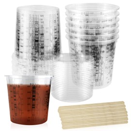 Paint Mixing Cup with Lid Paint Mixing Cup 385 ml Mixing Cup Paint Measuring Cup Disposable Mixing Cup with Mixing Scale with 20 Mixing Sticks (Set of 20)