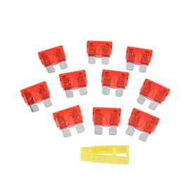 10 Pieces Car Fuses Automotive Kit, Yetaida Breaker Fuses Kit, 10A Assorted Blade Type Fuse Set, Medium Equipped with Fuse Puller, Circuit Breaker Resettable Fuse for Rv, Truck, Moto, Boat