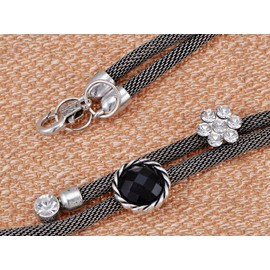 Alilang Elegant Classy Faux Pearl Clear Crystal Rhinestones Wired Chain Flower Necklace