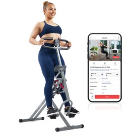 Sunny Health & Fitness Row-N-Ride Pro-Smart Squat Assist Trainer Full Body Fitness Machine, Easy Setup Rower, Glute & Leg Cardio Workout, Included SunnyFit App Connection - SF-A023053