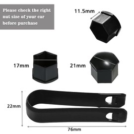 XNBTFK Wheel Nut Covers, 21 PCS Universal 17mm Wheel Nut Caps with Remover Tool, Hex Anti Rust Wheel Center Caps for Decoration, Compatible for Most Car Wheels