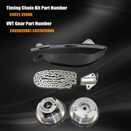 GXARTS Timing Chain Kit with Intake/Exhaust VVT Gear Compatible with Kia Soul 2.0L L4 2012-2014 Fit for Hyundai Elantra 1.8L 2011-2016 24321-2E000 243502E001 243702E000 Timing Chain Tensioner&Guide