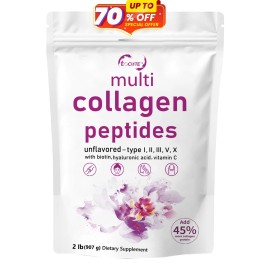 Péptidos de colágeno múltiple en polvo 2 libras péptido de proteína hidrolizada tipo I, II, III, V, X