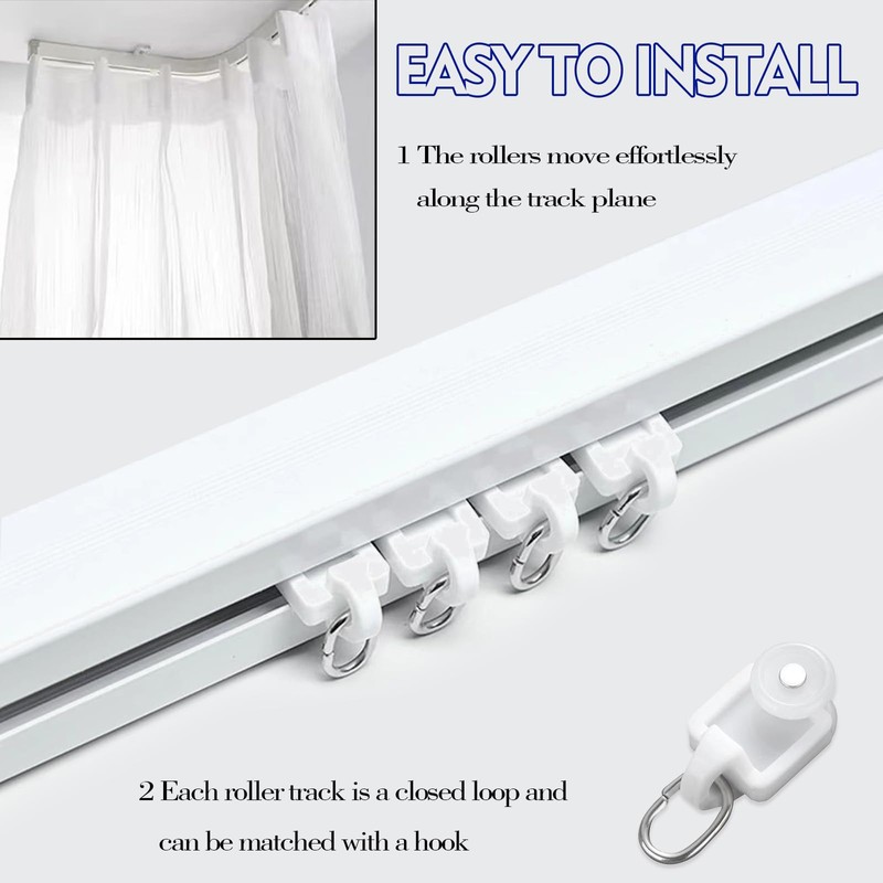 EULAPGOE 100pcs Plastic Sliding Curtain Track Gliders, White Curtain Track