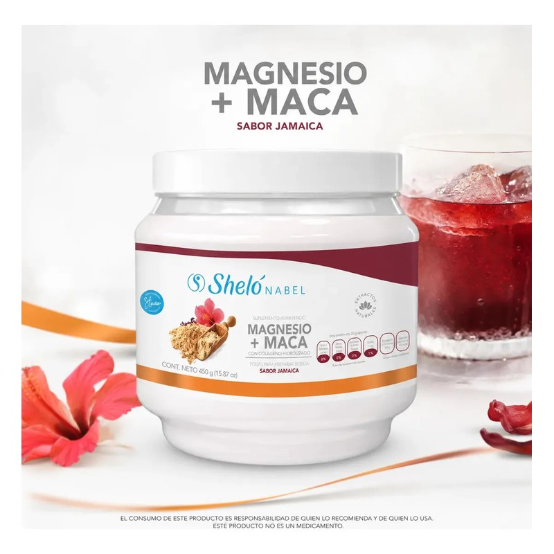Colágeno Hidrolizado con Maca y Magnesio Sabor Jamaica 450g Sheló