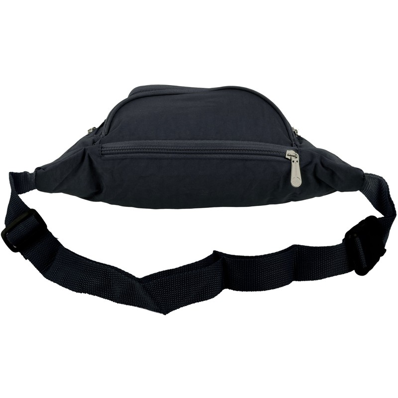 Lorenze Men's Women's Crinkled Nylon Belt Bag, black