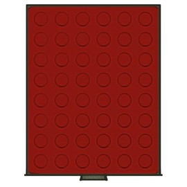 LINDNER Das Original Münzbox RAUCHGLAS mit 48 runden Vertiefungen für Münzen mit Ø24,25 mm