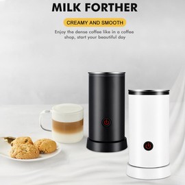 Electric Milk Frother 4-in-1 600W 240ml/8.12oz Hot and Cold Milk Foamer Silent Operation Anti Slip Stainless Steel Milk Steamer for Latte Cappuccinos Macchiato Hot Chocolate Milk