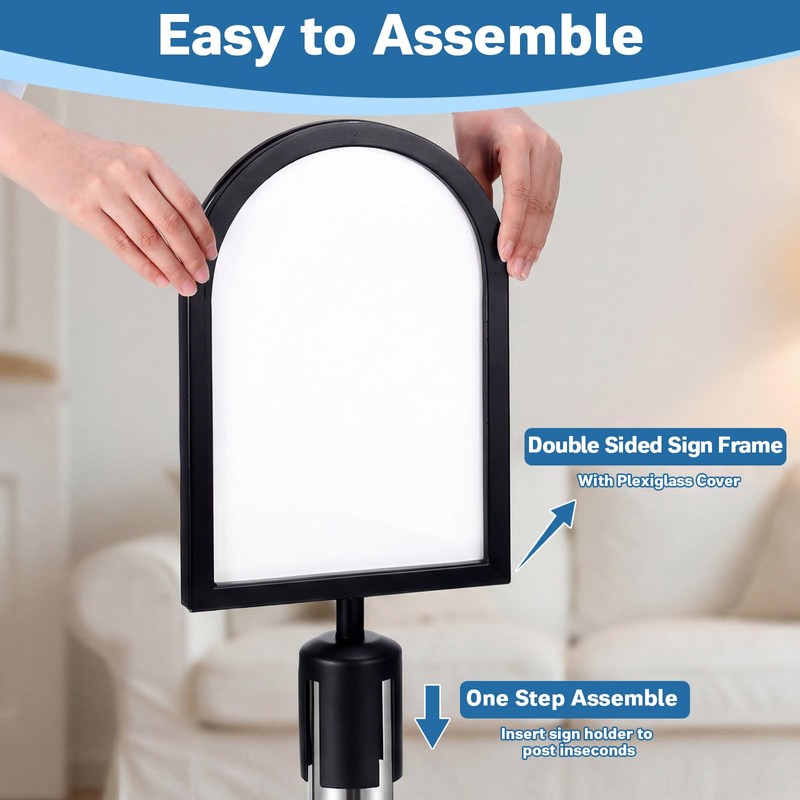Lounsweer 4 Pcs Arched Stanchion Sign Holder Double Sided Sign