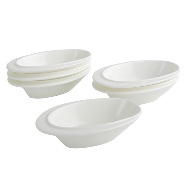 SumitlEyao 6pcs Oval Pasta Plates, Ceramic Serving Plates, Oval Serving