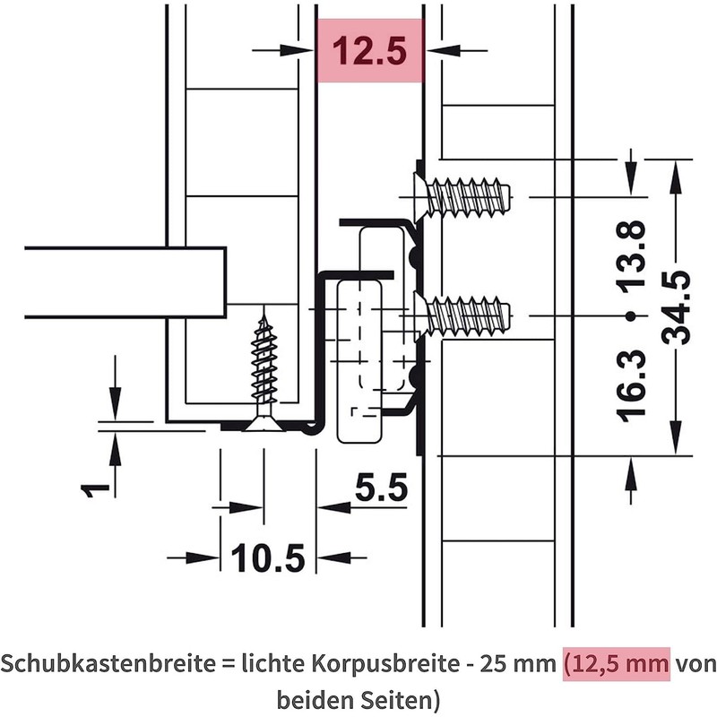 Gedotec Drawer runners with roller guide, partial extension, real, 1