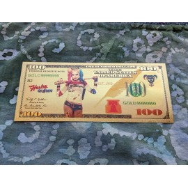 24k Gold Foil Plated Novelty Collectible DC Joker / Harley Quinn Banknote  Mint!