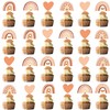 48 Pcs Boho Rainbow Party Cupcake Toppers for Boho Rainbow