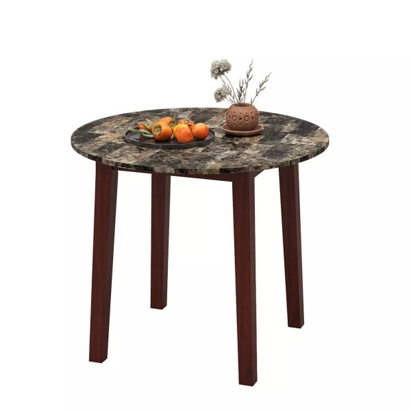 Costway 35" Kitchen Table Round Dining Table w/ Marble-texture