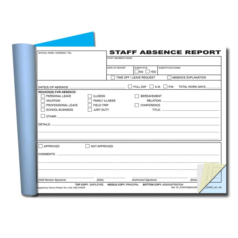 Cherry Staff Absence Report for Schools 3pt (5.8 inches x