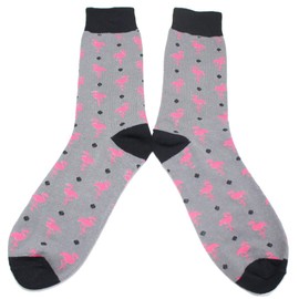Cuff Mania Pink Flamingo Men's Socks, Funny, Funny, Unique, Comic, gray