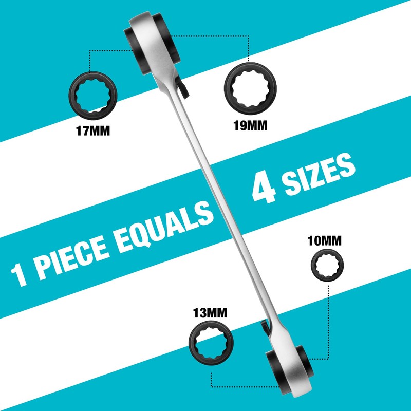 DURATECH 4 in 1 Ratchet Spanner 10 x 19 mm
