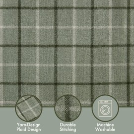 Madison Park Anaheim Cabin Plaid Curtain Window, Thermal Insulated Fleece Lining, Living Room Decor Light Blocking Drape for Bedroom, 1-Single Panel Pack, 50" x 84" Faux Leather Tab, Green