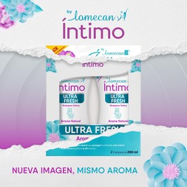 2 PACK Lomecan V Shampoo ÍNTIMO FRESCO con extractos naturales que protegen tu zona íntima y ácido láctico que BALANCEA tu pH, sensación fresca con aloe y romero, 2 botellas de 200ml