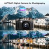 Digital Camera for Photography, 4K 72MP Autofocus 2.8" 270° Flip