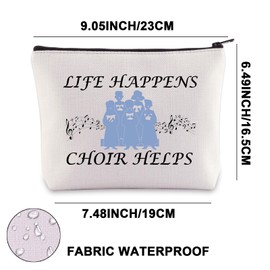 JNIAP Choir Makeup Bag Choir Member Gift Life Happens Choir Helps Church Choir Cosmetic Bag Choir Singer Gift, Choir Helps, Fit