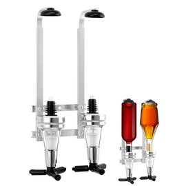 QWORK® Double Head Dispenser Wall Mounted Bottle Holder Aluminum Alloy Bar Party