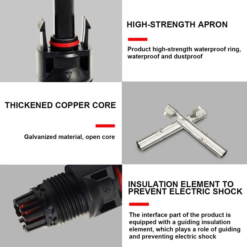 JUTOSU Solar Panel Cable Connector MC4 Connector Male / Female