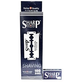 Sharp Titanium Double Edge Razor Blades for Men, Pack of 100