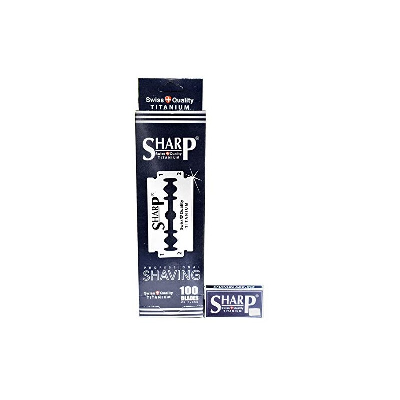 Sharp Titanium Double Edge Razor Blades for Men, Pack of