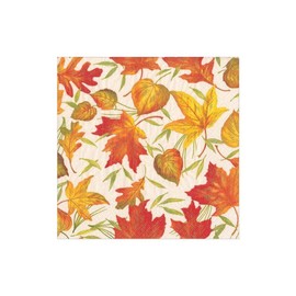 Caspari Woodland Leaves Paper Cocktail Napkins in Ivory - Four Packs of 20